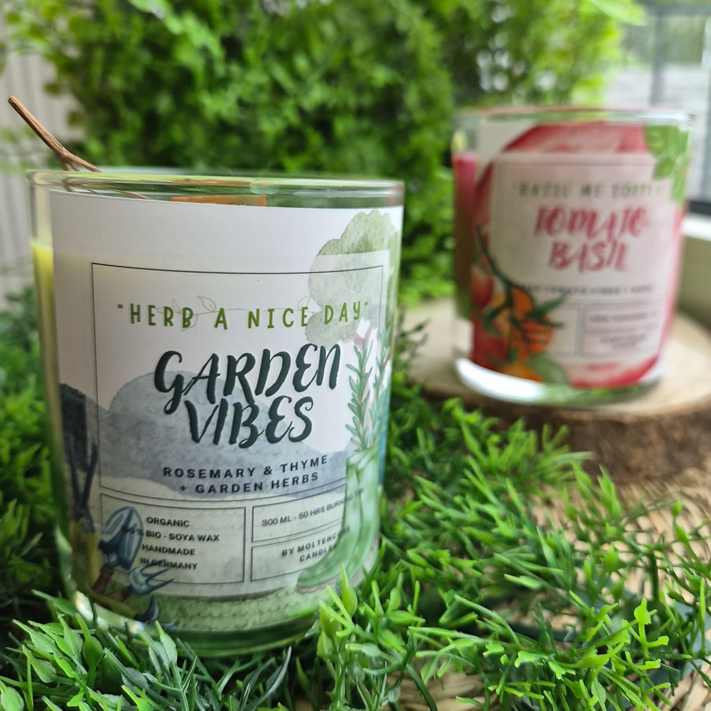 garden vibes rosemary candle by moltencore candles