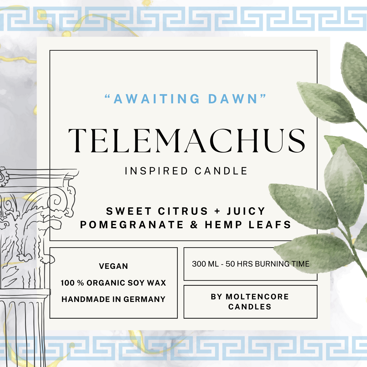 Telemachos inspired scented candle - 'Odyssey Saga' inspired soy candle 300 ML