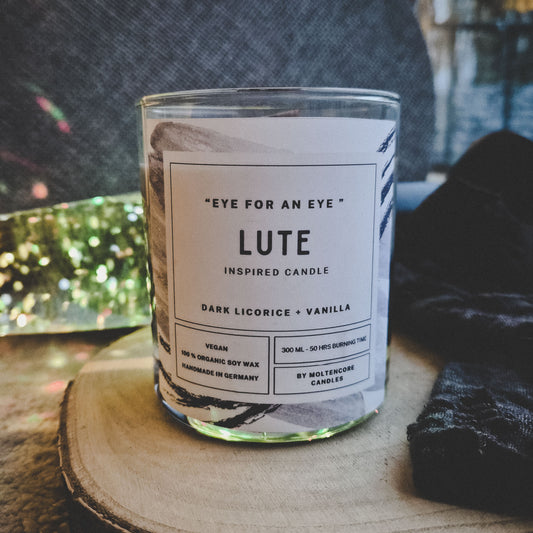 LUTE inspired candle - 'Eye for an Eye' Hazbin Hotel inspired soy candle 300 ML