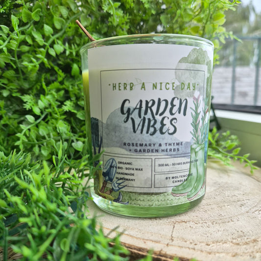 garden vibes rosemary candle by moltencore candles